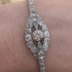 Luxury Jewelry Vintage Two Tone Halo Round Cut White Sapphire Bangle Bracelet For Women