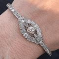 Luxury Jewelry Vintage Two Tone Halo Round Cut White Sapphire Bangle Bracelet For Women