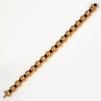 Luxury Jewelry Vintage Yellow Gold Oval Cut Ruby Sapphire Chain Bracelet For Women
