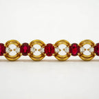 Luxury Jewelry Vintage Yellow Gold Oval Cut Ruby Sapphire Chain Bracelet For Women