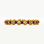Luxury Jewelry Vintage Yellow Gold Oval Cut Ruby Sapphire Chain Bracelet For Women