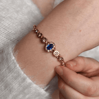 Luxury Jewelry Golden Vintage Halo Oval Cut Blue Sapphire Tennis Bracelet For Women