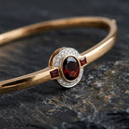 Luxury Jewelry Art Deco Golden Oval Cut White & Garnet Sapphire Bangle Bracelet For Women