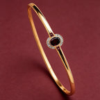 Luxury Jewelry Art Deco Golden Oval Cut White & Garnet Sapphire Bangle Bracelet For Women