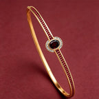 Luxury Jewelry Art Deco Golden Oval Cut Garnet Sapphire Bangle Bracelet For Women