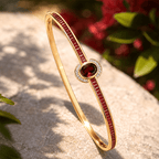 Luxury Jewelry Art Deco Golden Oval Cut Garnet Sapphire Bangle Bracelet For Women