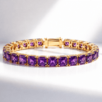 Luxury Jewelry Classic Golden Asscher Cut Amethyst Sapphire Tennis Bracelet For Women