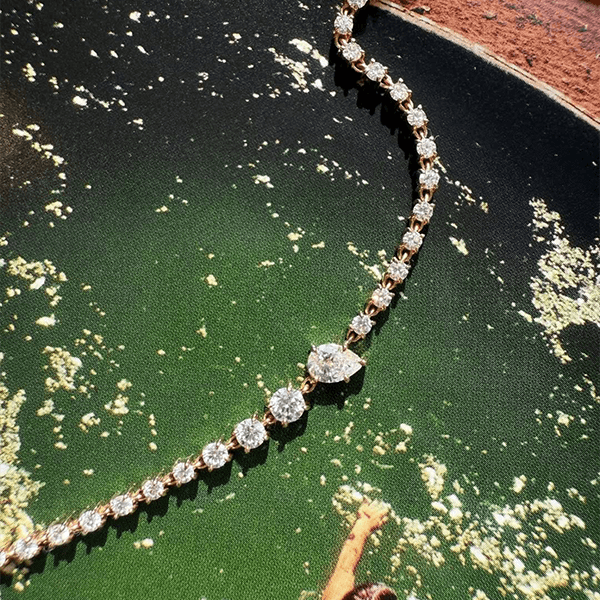 Fashion Golden Pear & Round Cut White Sapphire Tennis Bracelet For Women
