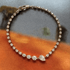 Fashion Golden Pear & Round Cut White Sapphire Tennis Bracelet For Women