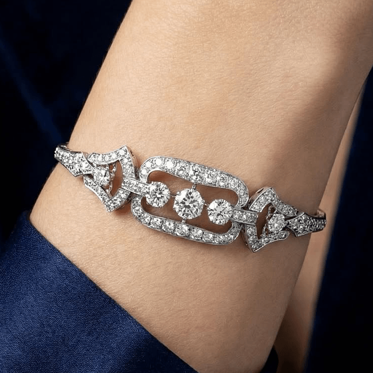 Luxury Jewelry Art Deco Round Cut White Sapphire Bracelet For Women