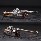 Vintage Two Tone Round Cut Ruby & White Sapphire Bangle Bracelet For Women