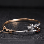 Vintage Two Tone Round Cut Ruby & White Sapphire Bangle Bracelet For Women