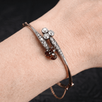 Vintage Two Tone Round Cut Ruby & White Sapphire Bangle Bracelet For Women