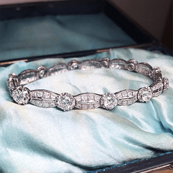 Luxury Jewelry Vintage Round Cut White Sapphire Tennis Bracelet For Women