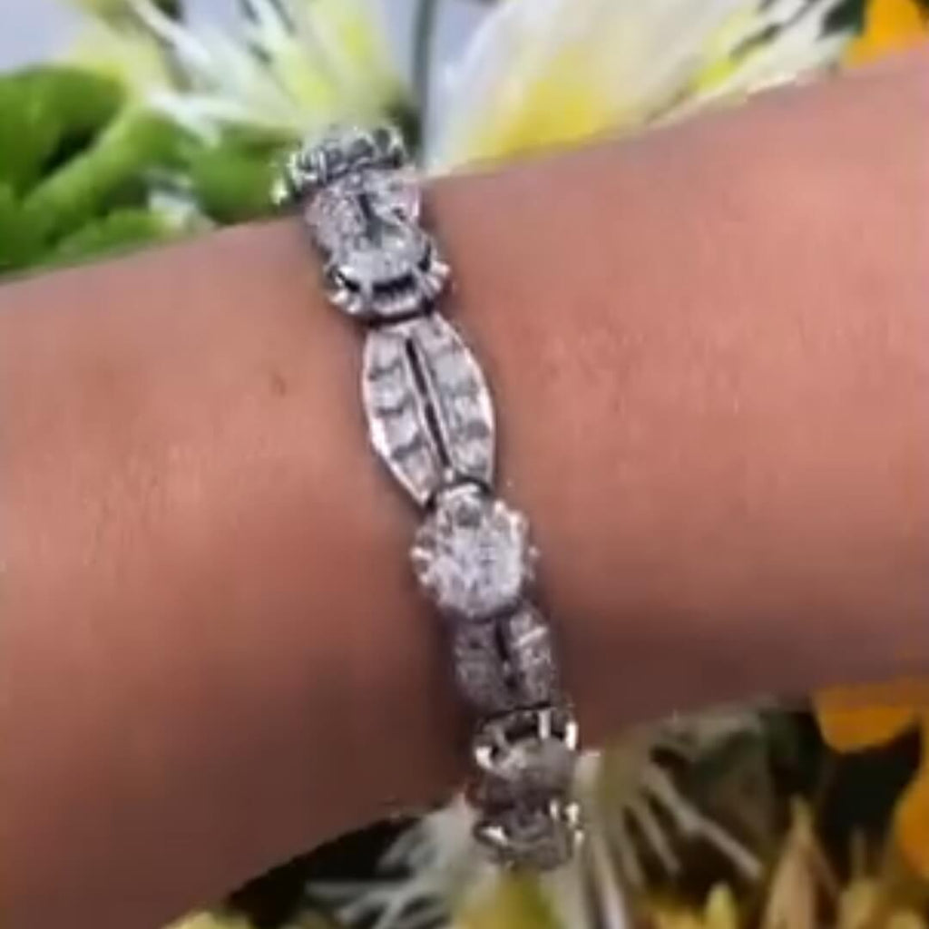 Luxury Jewelry Vintage Round Cut White Sapphire Tennis Bracelet For Women