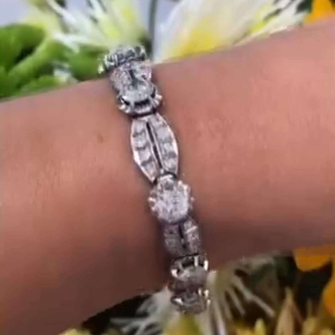 Luxury Jewelry Vintage Round Cut White Sapphire Tennis Bracelet For Women