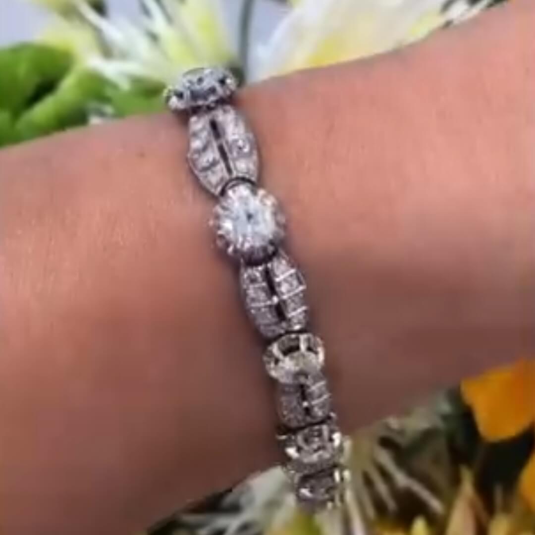 Luxury Jewelry Vintage Round Cut White Sapphire Tennis Bracelet For Women