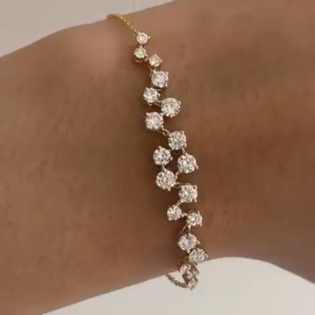 Luxury Jewelry Unique Golden Round Cut White Sapphire Bracelet For Women