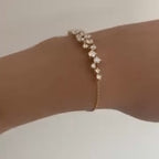 Luxury Jewelry Unique Golden Round Cut White Sapphire Bracelet For Women