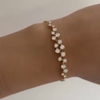 Luxury Jewelry Unique Golden Round Cut White Sapphire Bracelet For Women