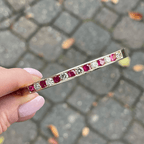 Luxury Jewelry Classic Golden Channel Setting Cushion & Round Cut Ruby White Sapphire Bangle Bracelet For Women