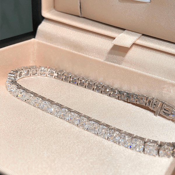 Luxury Jewelry Classic Cushion Cut White Sapphire Tennis Bracelet For Women