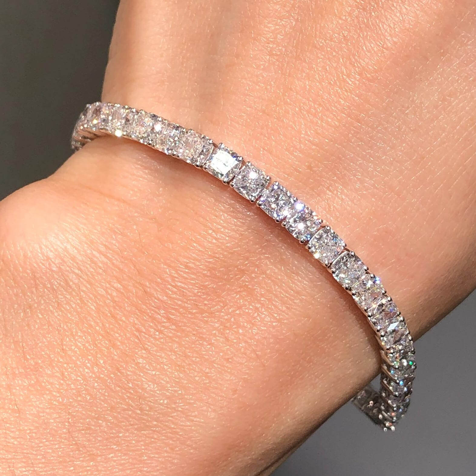 Luxury Jewelry Classic Cushion Cut White Sapphire Tennis Bracelet For Women