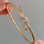 Fashion Knot Design  Golden Round Cut White Sapphire Bangle Bracelet For Women