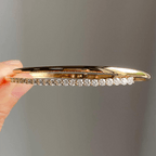 Fashion Open Design Golden Round Cut White Sapphire Bangle Bracelet For Women