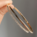 Fashion Open Design Golden Round Cut White Sapphire Bangle Bracelet For Women
