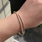 Fashion Open Design Golden Round Cut White Sapphire Bangle Bracelet For Women