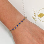 Luxury Jewelry Yellow Gold Round Cut Blue Sapphire Tennis Bracelet For Women