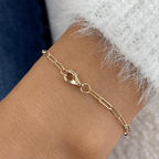 Solitaire Yellow Gold Oval Cut White Sapphire Chain Bracelet For Women