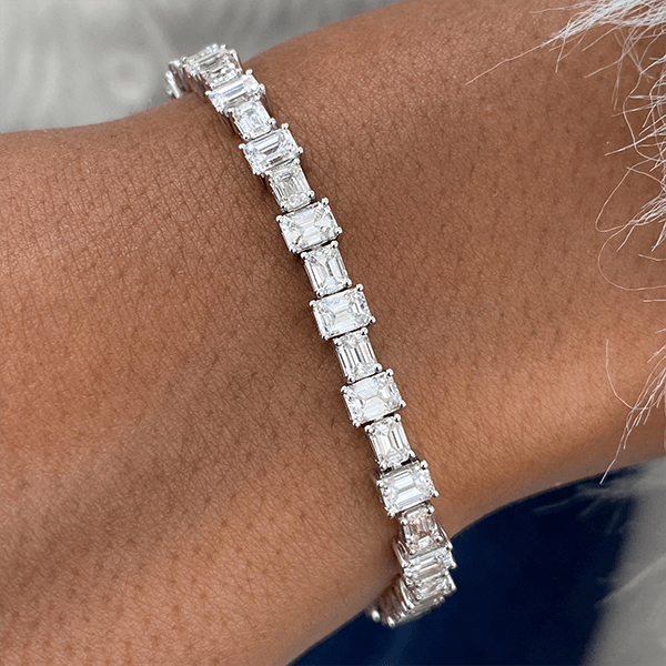 Luxury Jewelry Classic Emerald Cut White Sapphire Tennis Bracelet For Women