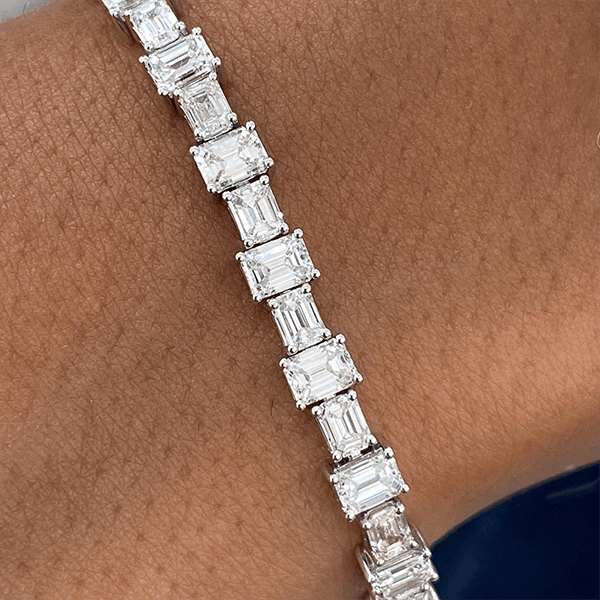 Luxury Jewelry Classic Emerald Cut White Sapphire Tennis Bracelet For Women
