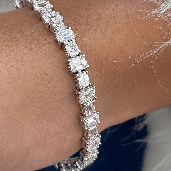 Luxury Jewelry Classic Emerald Cut White Sapphire Tennis Bracelet For Women