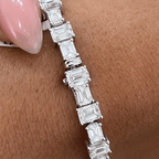 Luxury Jewelry Classic Emerald Cut White Sapphire Tennis Bracelet For Women