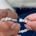 Luxury Jewelry Classic Emerald Cut White Sapphire Tennis Bracelet For Women