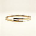 Yellow Gold Channel Setting Round Cut White Sapphire Bangle Bracelet For Women