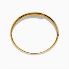 Yellow Gold Channel Setting Round Cut White Sapphire Bangle Bracelet For Women