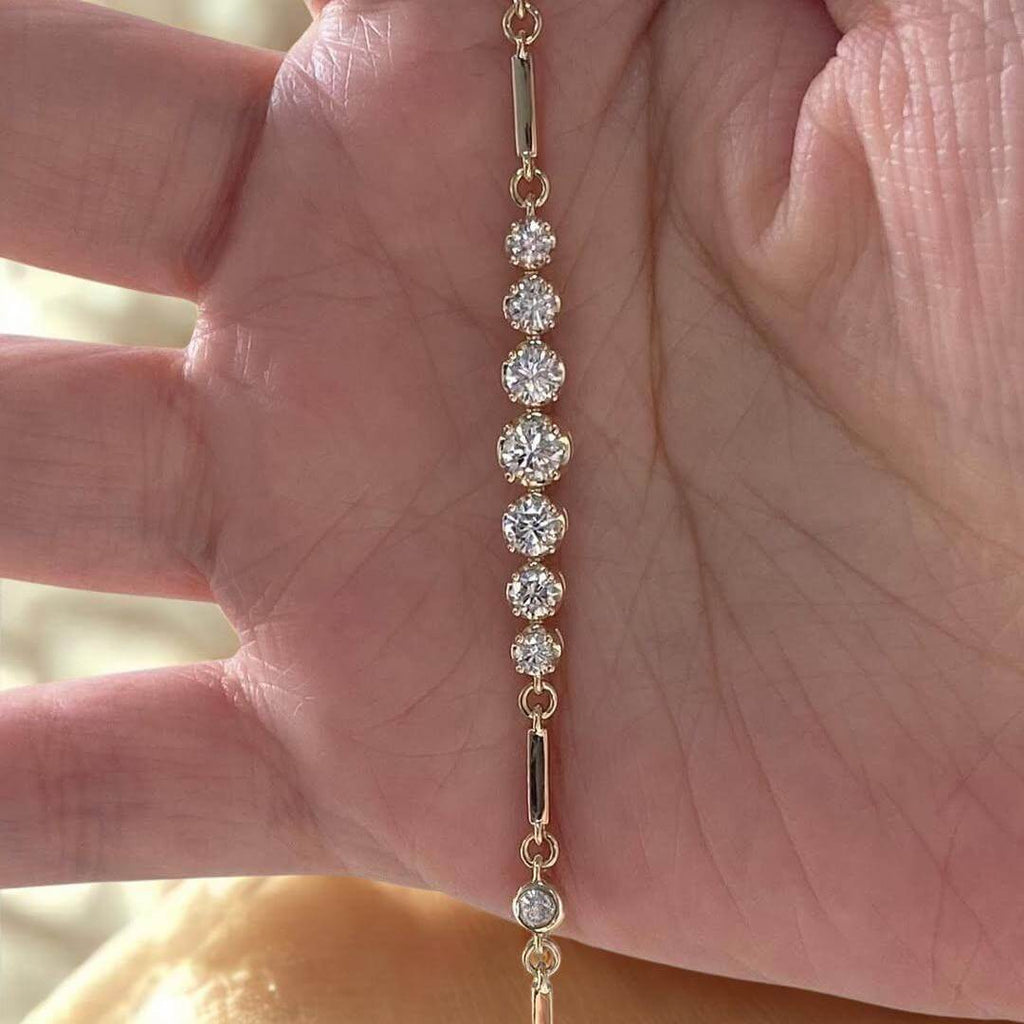 Luxury Jewelry Yellow Gold Round Cut White Sapphire Tennis Bracelet For Women