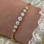 Luxury Jewelry Yellow Gold Round Cut White Sapphire Tennis Bracelet For Women