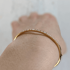 Classic Yellow Gold Baguette & Round Cut White Sapphire Bangle Bracelet For Women