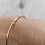 Classic Yellow Gold Baguette & Round Cut White Sapphire Bangle Bracelet For Women