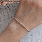 Classic Yellow Gold Baguette & Round Cut White Sapphire Bangle Bracelet For Women
