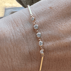 Classic Yellow Gold Bezel Round Cut White Sapphire Chain Tennis Bracelet For Women