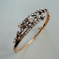Two Tone Vintage Round Cut White Sapphire Bangle Bracelet For Women
