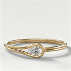 Unique Design Yellow Gold Solitaire Split Shank Pear Cut White Sapphire Bangle Bracelet For Women
