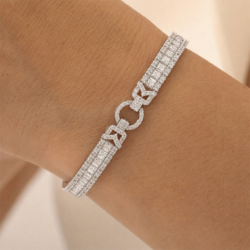 Vintage White Sapphire Asscher Cut Tennis Bracelet for Women