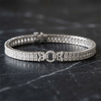 Vintage Unique Design Princess Cut White Sapphire Bracelet For Women